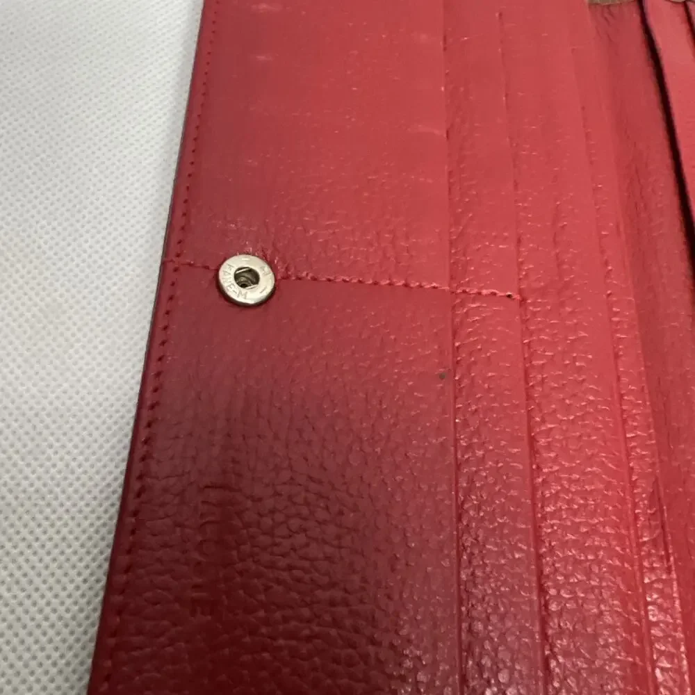 Lacoste Women's Long Wallet Red Pebbled Leather
